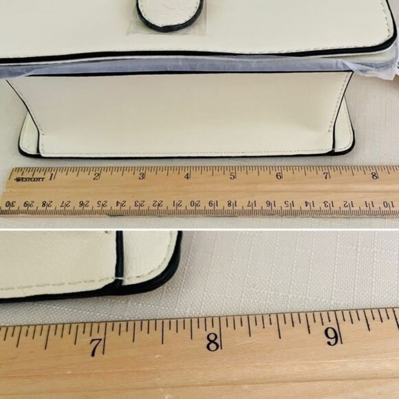 Muse Royale Small Faux Leather Satchel Bag in Ivory White with Crossbody Strap - Picture 9 of 9